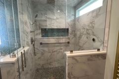 Picture of a custom marble walk-in shower by Martin Construction Services