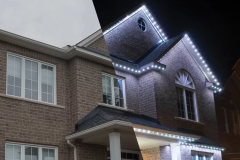 Image of front of home with permanent holiday lighting installed by Martin Construction Services